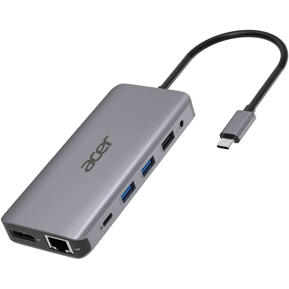 Replikator portów Acer 12in1 USB-C HP.DSCAB.009 - 3x USB3.2, 2x USB2.0, 1x SD/TF, 2x HDMI, 1x DP, 1x RJ45, 1x 3.5 Audio