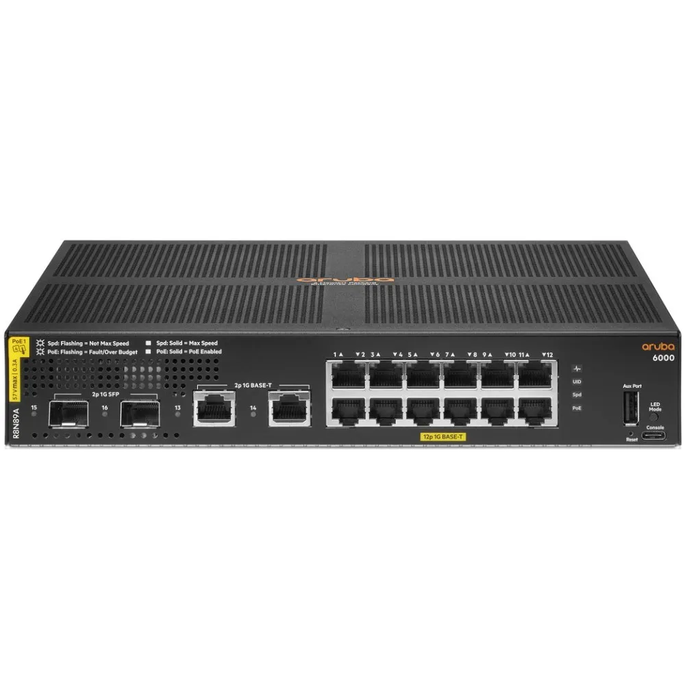 Switch zarządzalny HPE Aruba 6000 R8N89A, 12x 100|1000Mbps RJ45, 2x 1000Mbps SFP, POE 139W | Sklep ITnes.pl, IT for BUSINESS