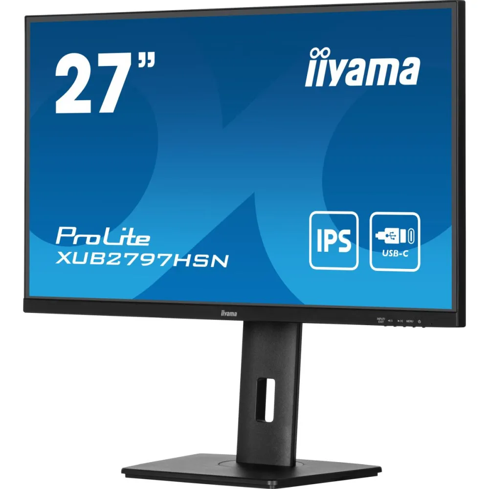 Monitor iiyama ProLite XUB2797HSN-B2 - 27"/1920x1080 (Full HD)/100Hz/IPS/1 ms/pivot/USB-C/Czarny