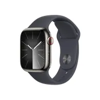 Smartwatch Apple Watch 9 MRJ83QP/A - 41mm GPS + Cellular stal nierdzewna mocny grafit z paskiem sportowym sztormowy błękit, S|M
