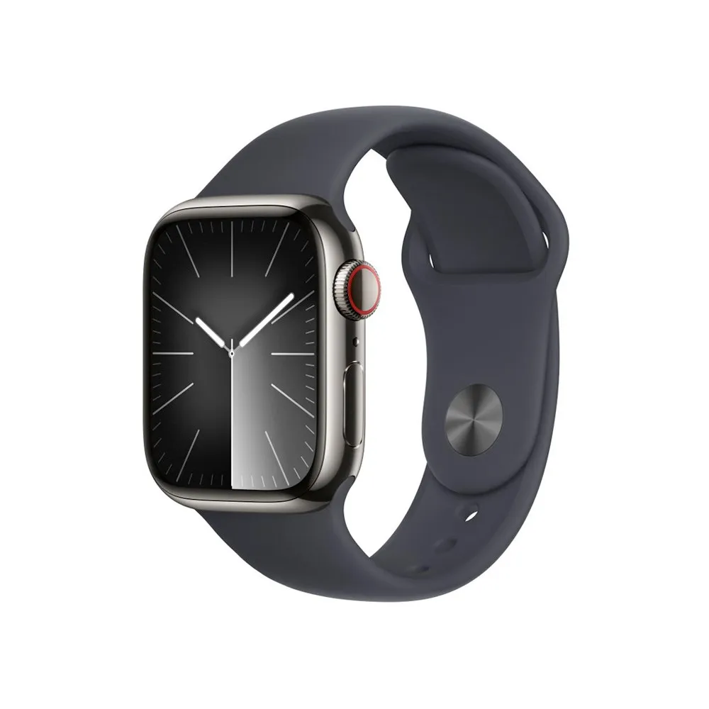 Smartwatch Apple Watch 9 MRJ83QP/A - 41mm GPS + Cellular stal nierdzewna mocny grafit z paskiem sportowym sztormowy błękit, S|M Smartwatch Apple Watch 9 MRJ83QP/A - 41mm GPS + Cellular stal nierdzewna mocny grafit z paskiem sportowym sztormowy błękit, S|M
