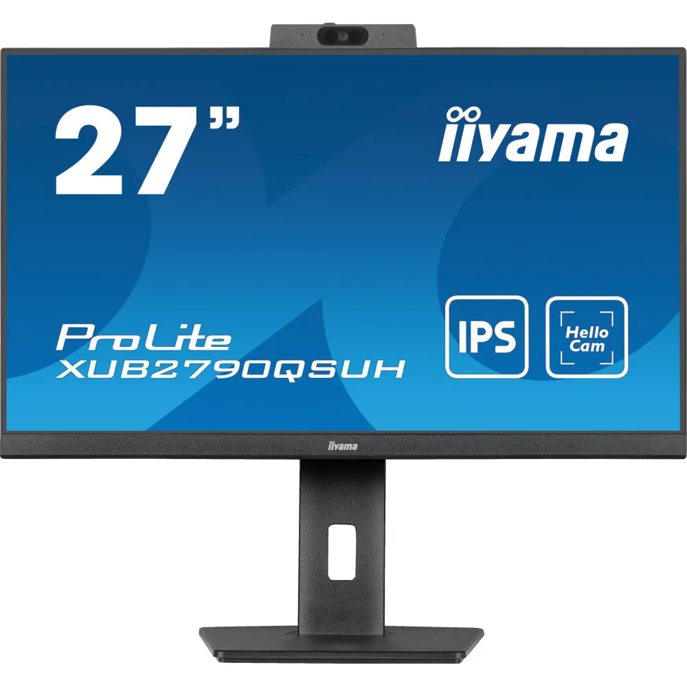 Monitor iiyama ProLite XUB2790QSUH-B1, 27", 2560x1440 (QHD), 100Hz, IPS, 0,400 ms, pivot, kamera, USB-C, Czarny | Sklep ITnes.pl