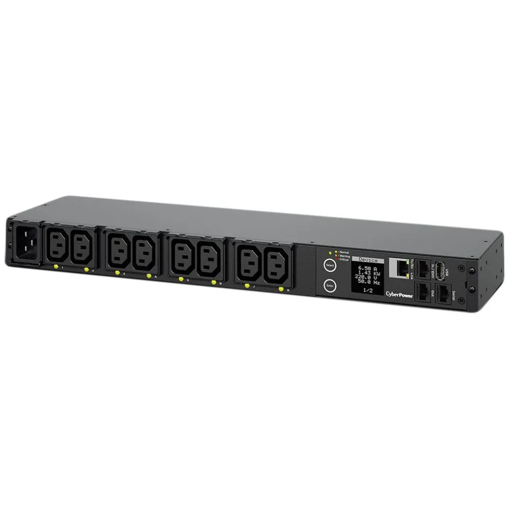Listwa zasilająca Rack PDU CyberPower PDU41005 -  1U, 8 gniazd IEC C13, sterowanie i monitorowanie każdego gniazda