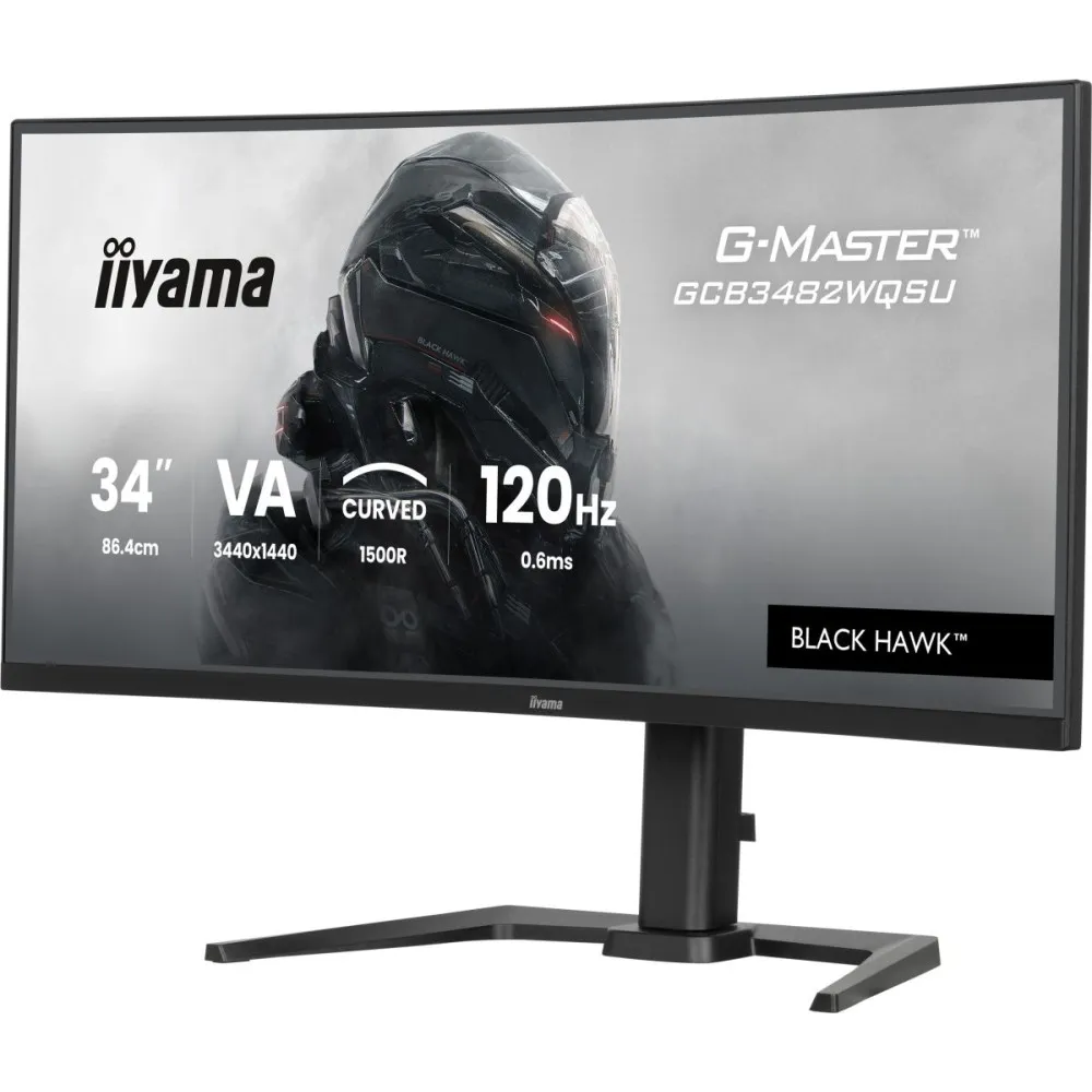 Zdjęcie produktu Monitor iiyama G-MASTER GCB3482WQSU-B1 - 34"/3440x1440 (UWQHD)/120Hz/21:9/zakrzywiony/VA/HDR/0,6 ms/USB-C/Czarny