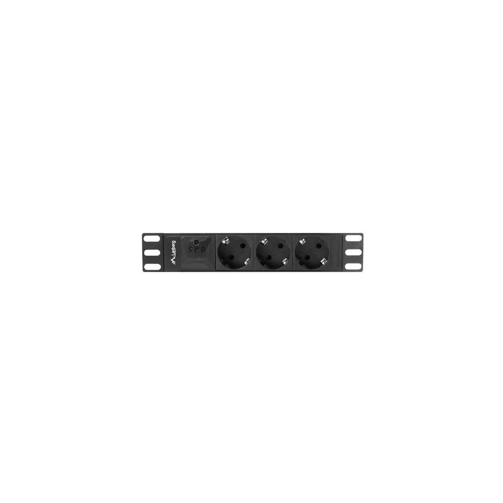 Listwa zasilająca Rack PDU Lanberg PDU-03F-0200-IEC-BK - do szaf 10", 1U, 3 gniazda "schuko", przewód 2m Listwa zasilająca Rack PDU Lanberg PDU-03F-0200-IEC-BK - do szaf 10", 1U, 3 gniazda "schuko", przewód 2m