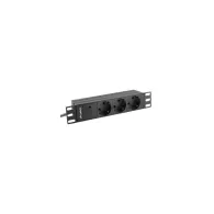 Listwa zasilająca Rack PDU Lanberg PDU-03F-0200-IEC-BK - do szaf 10", 1U, 3 gniazda "schuko", przewód 2m