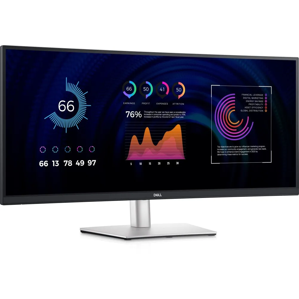 Monitor Dell P3424WE 210-BGTY/5Y, 34", 3440x1440 (UWQHD), 60Hz, 21:9, zakrzywiony, IPS, 5 ms, USB-C, Czarno-srebrny | Sklep ITne