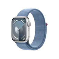 Smartwatch Apple Watch 9 MR9F3QP/A - 45mm GPS aluminium w kolorze srebrnym z opaską sportową w kolorze zimowego błękitu