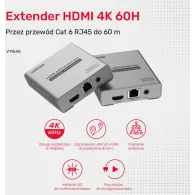 Adapter Unitek V1164A HDMI Extender Over Ethernet, Cat.6 RJ45 LAN 60m, HDMI 2.0 | Sklep ITnes.pl, IT for BUSINESS
