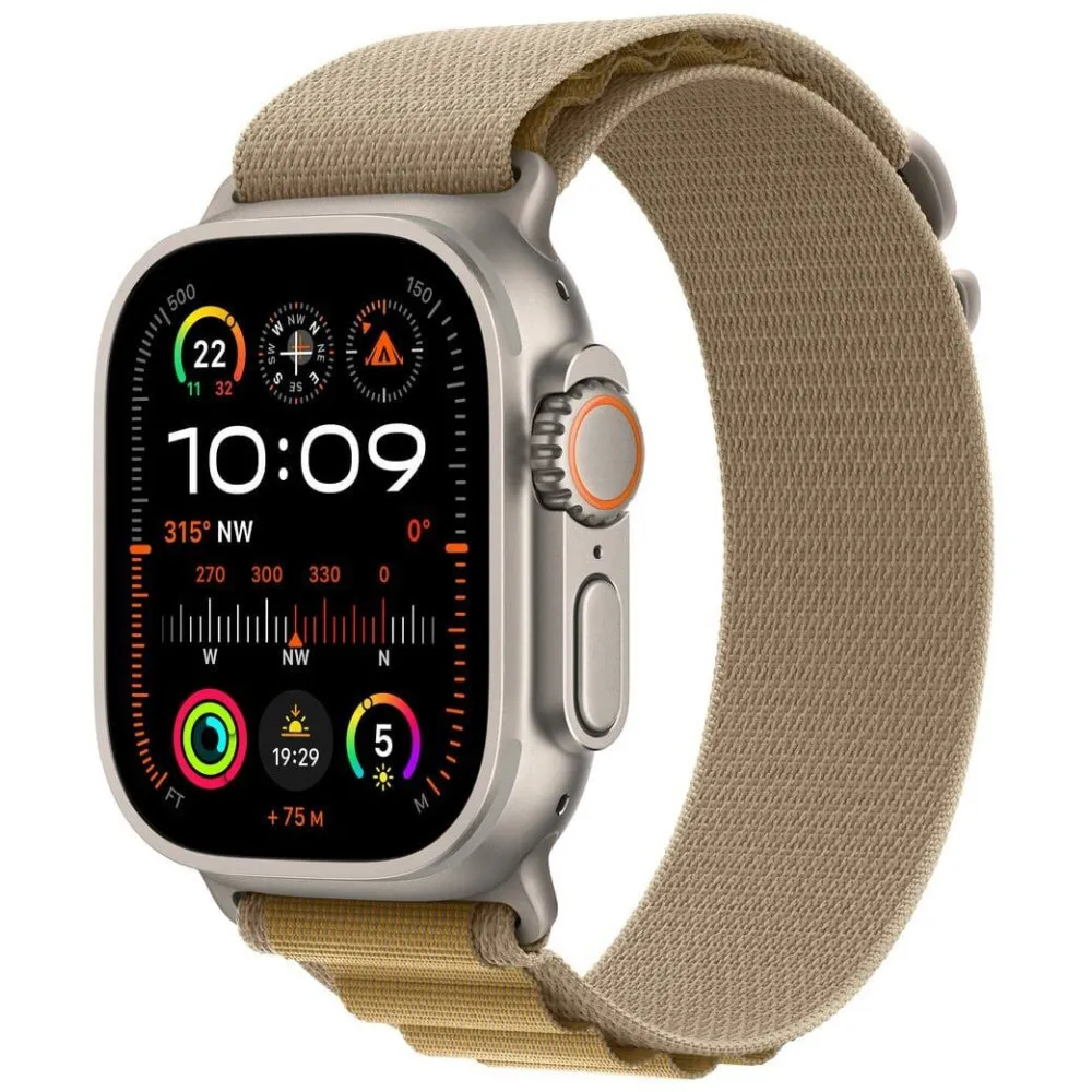 Smartwatch Apple Watch Ultra 2 MX4F3WB/A - 49 mm GPS + Cellular naturalny tytan z opaską Alpine w kolorze beżowym, rozm. M