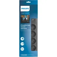 Listwa przeciwprzepięciowa Philips PHIL-SPN7040BA/60 - 4 gniazda AC, 2m, Czarna