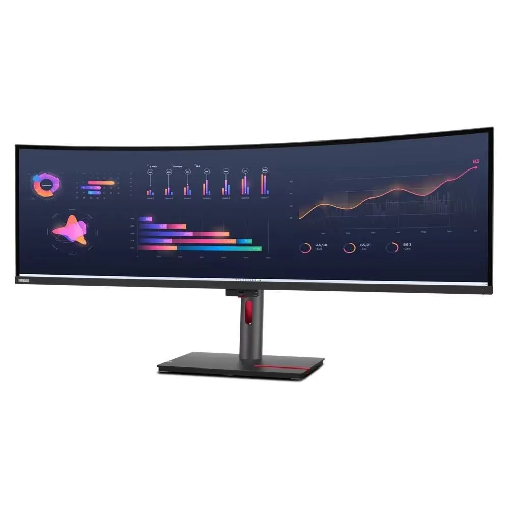 Monitor Lenovo ThinkVision P49w-30 63DBRAT1EU - 49"/5120x1440/60Hz/32:9/zakrzywiony/IPS/6,000 ms/USB-C/Czarny - zdjęcie