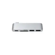 Hub USB-C Satechi Passthrough ST-TCUPS - USB-C, 60W, 2x USB-A, czytnik kart microSD i SD, Srebrny