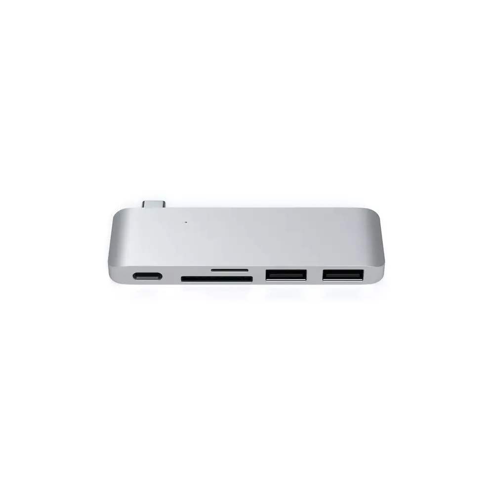 Hub USB-C Satechi Passthrough ST-TCUPS - USB-C, 60W, 2x USB-A, czytnik kart microSD i SD, Srebrny