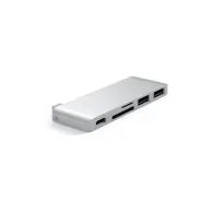 Hub USB-C Satechi Passthrough ST-TCUPS - USB-C, 60W, 2x USB-A, czytnik kart microSD i SD, Srebrny
