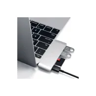 Hub USB-C Satechi Passthrough ST-TCUPS - USB-C, 60W, 2x USB-A, czytnik kart microSD i SD, Srebrny
