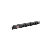 Listwa zasilająca Rack PDU Lanberg PDU-07E-0200-BK - 1U, 7 gniazd "francuskich" (NF C 61-314), przewód 2m