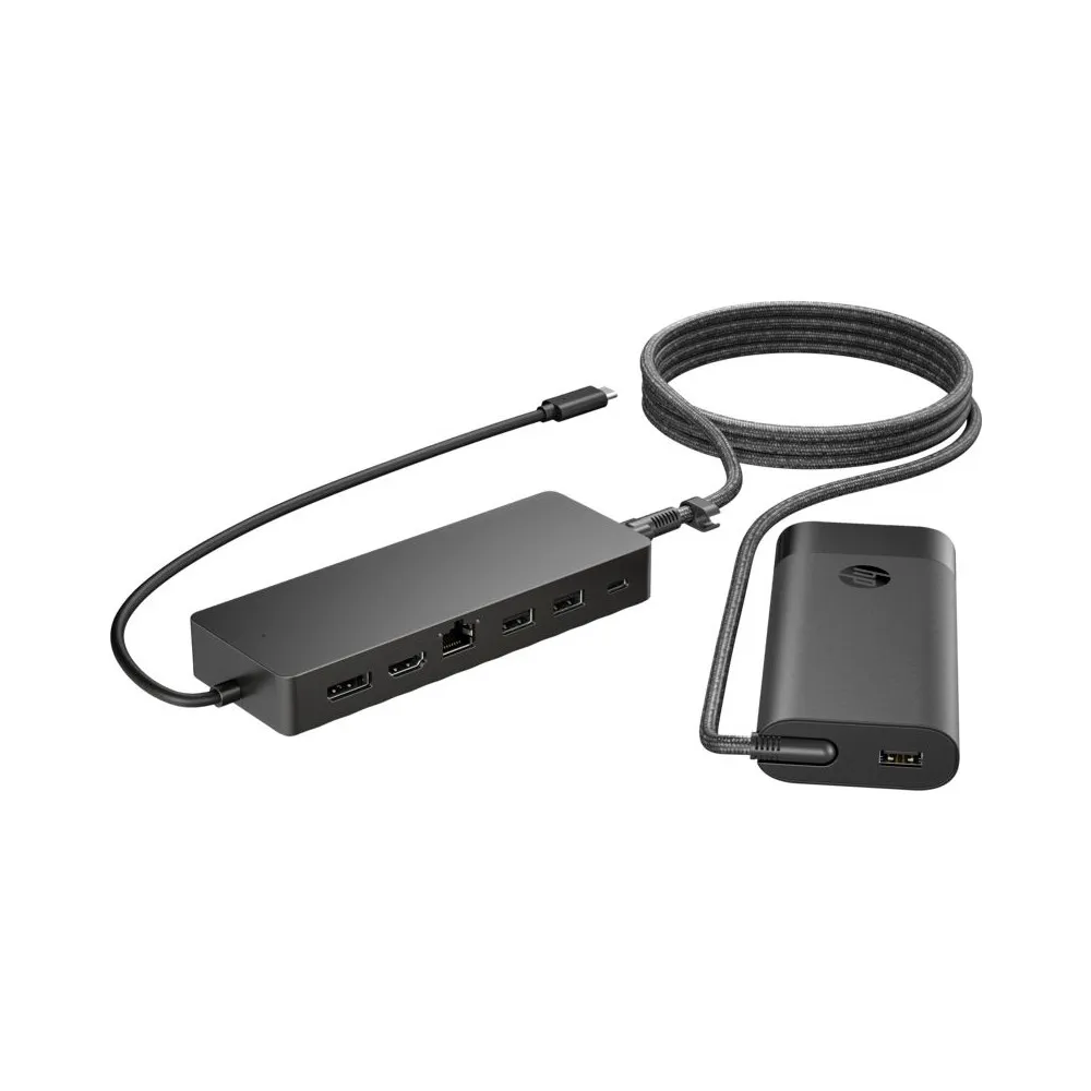 Stacja dokująca HP Universal USB-C Hub and Laptop Charger Combo 9H0H9AA - 1x USB-C, 2x USB-A, DP 1.2, HDMI 2.0, RJ-45