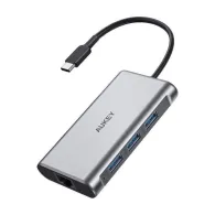Replikator portów AUKEY 8w1 CB-C91 - 3x USB 3.1, 1x USB-C Power Delivery 100W, 1x HDMI 4k 30Hz, RJ-45, SD i microSD