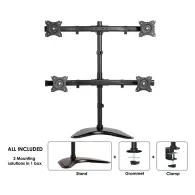 Neomounts Select Tilt/Turn/Rotate Quad Desk Mount for four 10-27" Monitor Screens, Height Adjustable, Black - NM-D335D4BLACK | S Neomounts Select Tilt/Turn/Rotate Quad Desk Mount for four 10-27" Monitor Screens, Height Adjustable, Black - NM-D335D4BLACK | S