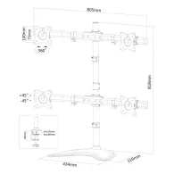 Neomounts Select Tilt/Turn/Rotate Quad Desk Mount for four 10-27" Monitor Screens, Height Adjustable, Black - NM-D335D4BLACK | S Neomounts Select Tilt/Turn/Rotate Quad Desk Mount for four 10-27" Monitor Screens, Height Adjustable, Black - NM-D335D4BLACK | S