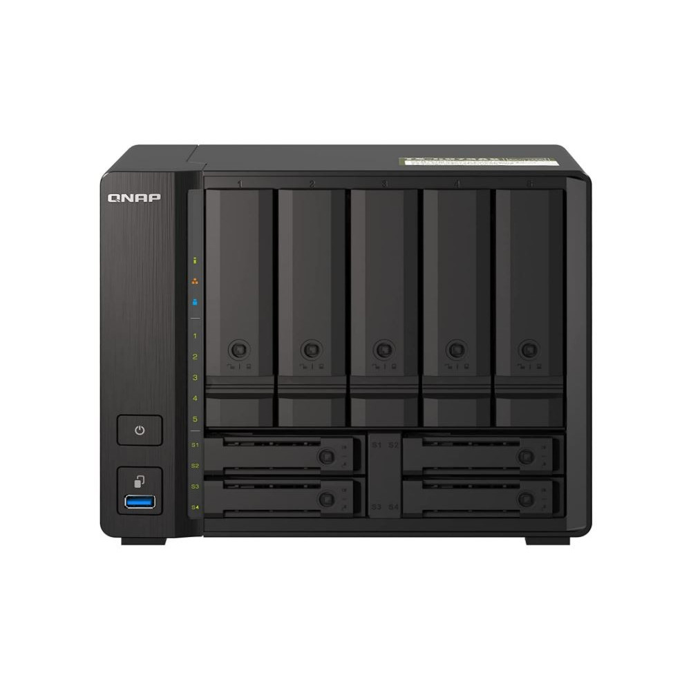 Zdjęcie produktu Serwer NAS QNAP Tower TS-H973AX--EUEQX - Tower/AMD Ryzen V1500B/64 GB RAM/48 TB/9 wnęk/hot-swap/3 lata Door-to-Door