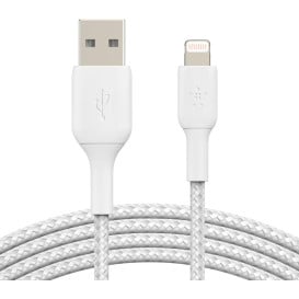 Kabel Belkin USB-A / Lightning CAA002BT0MWH - 15 cm, Biały, W oplocie