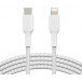Kabel Belkin USB-C / Lightning CAA004BT2MWH - 2 m, Biały, W oplocie