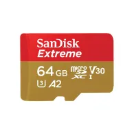 Karta pamięci SanDisk Extreme microSDXC 64GB + adapter SDSQXA2-064G-GN6AA - Kolor złoty, Czerwona | Sklep ITnes.pl - IT for BUSI