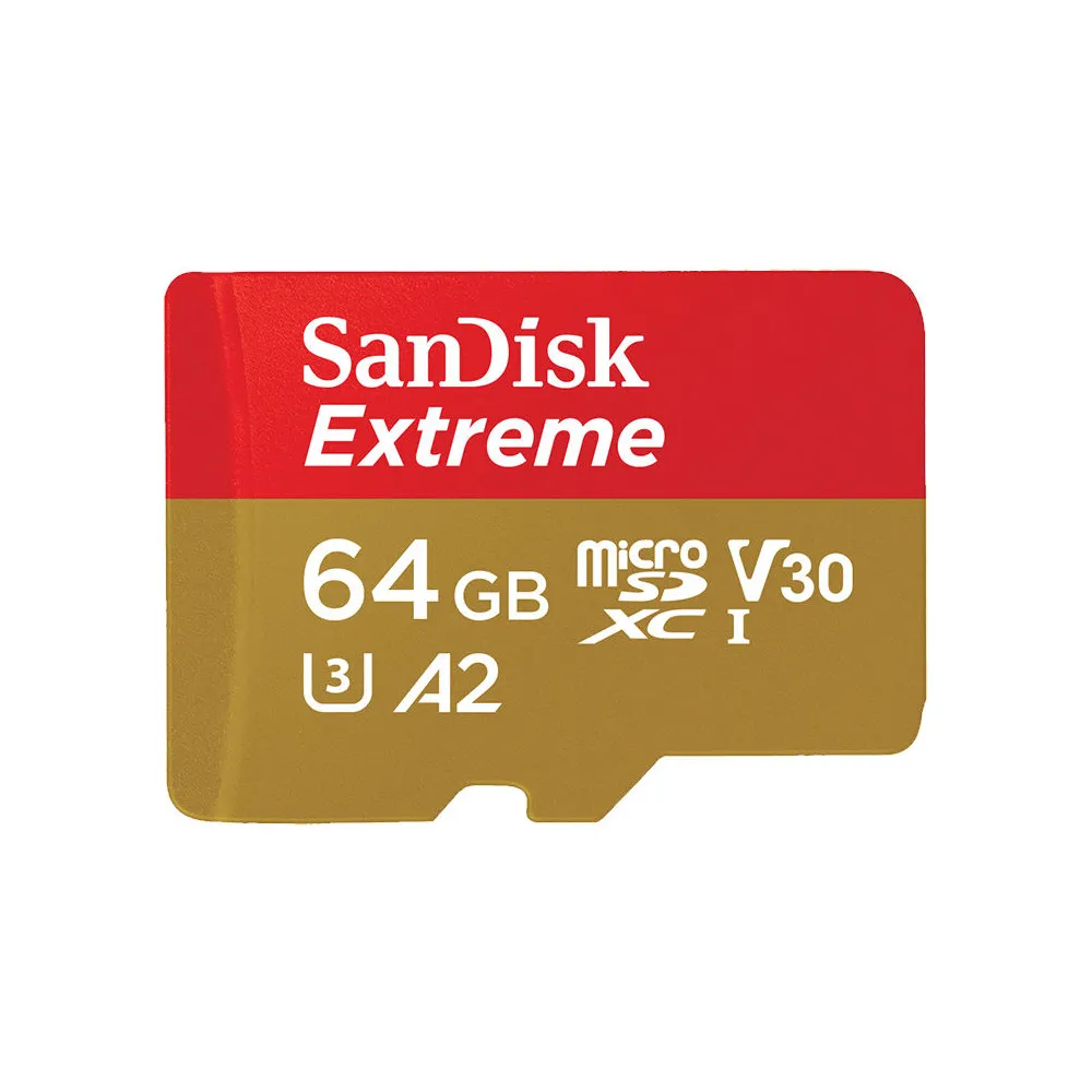 Karta pamięci SanDisk Extreme microSDXC 64GB + adapter SDSQXA2-064G-GN6AA - Kolor złoty, Czerwona | Sklep ITnes.pl - IT for BUSI