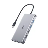 Replikator portów AUKEY 10w1 CB-C89 - 2x USB 3.0, 2x USB 2.0, 1x USB-C PD 100W, 1x HDMI 4k 30Hz, 1x VGA, RJ-45, SD i microSD