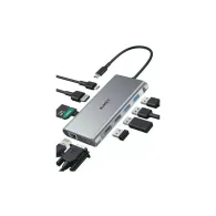 Replikator portów AUKEY 10w1 CB-C89 - 2x USB 3.0, 2x USB 2.0, 1x USB-C PD 100W, 1x HDMI 4k 30Hz, 1x VGA, RJ-45, SD i microSD