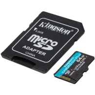 Karta microSD Kingston 64GB Canvas Go Plus + adapter SDCG4/64GB - Class 10, UHS-I, U3, V30, A2