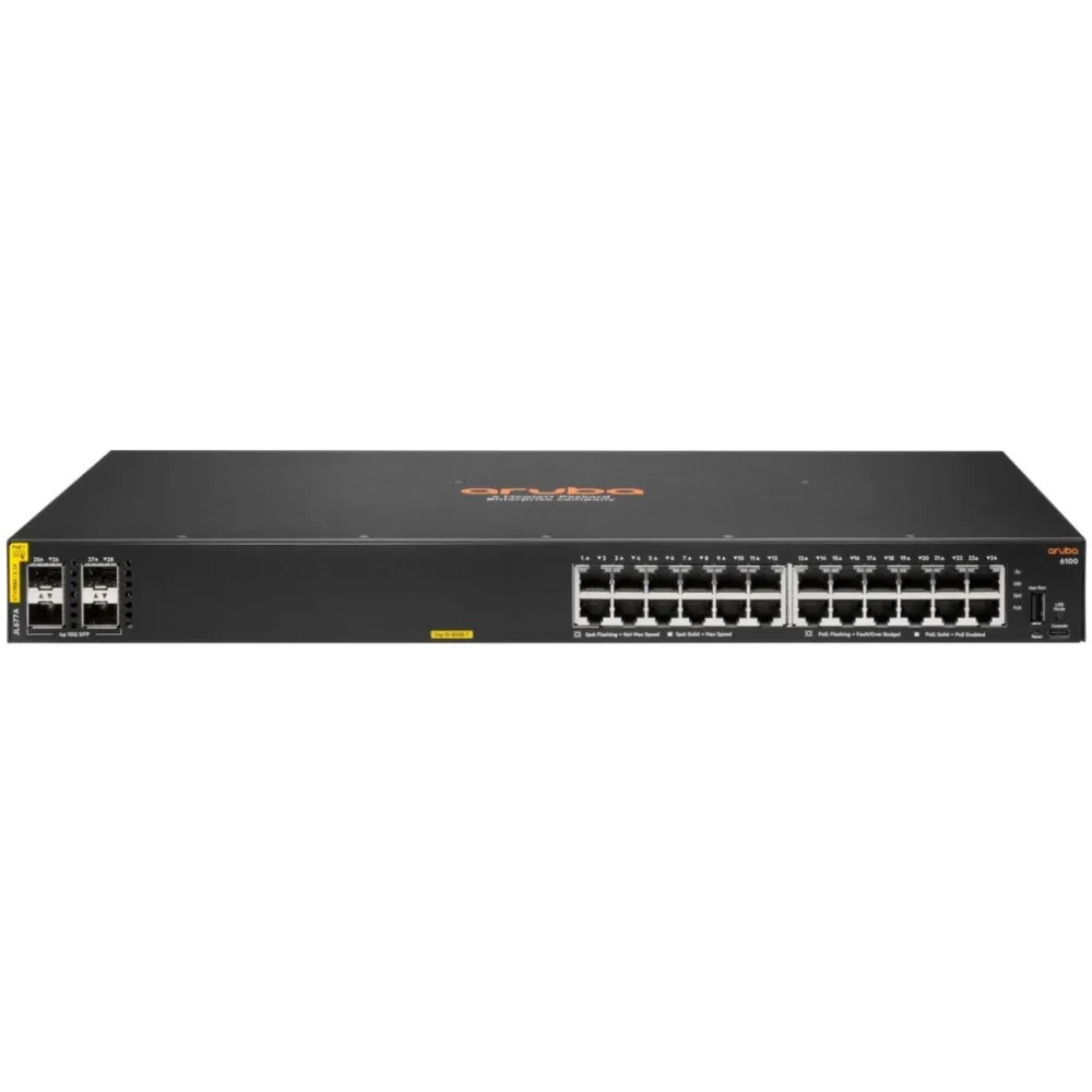 Switch zarządzalny HPE Aruba 6100 JL677A, 24x 100|1000Mbps RJ45, 4x 1|10Gbps SFP+, POE+ 370W | Sklep ITnes.pl, IT for BUSINESS Switch zarządzalny HPE Aruba 6100 JL677A, 24x 100|1000Mbps RJ45, 4x 1|10Gbps SFP+, POE+ 370W | Sklep ITnes.pl, IT for BUSINESS