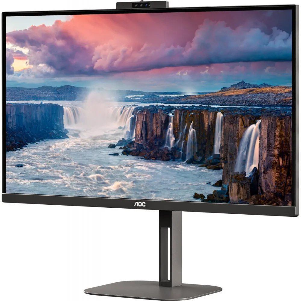 Monitor AOC Q27V5CW/BK - 27"/2560x1440 (QHD)/75Hz/IPS/FreeSync/4 ms/pivot/kamera/USB-C/Czarny