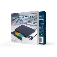 Napęd optyczny zewnętrzny Gembird External USB DVD DVD-USB-03 - USB-A 3.2 Gen 1, zapis 24x CD, 8x DVD, Czarny