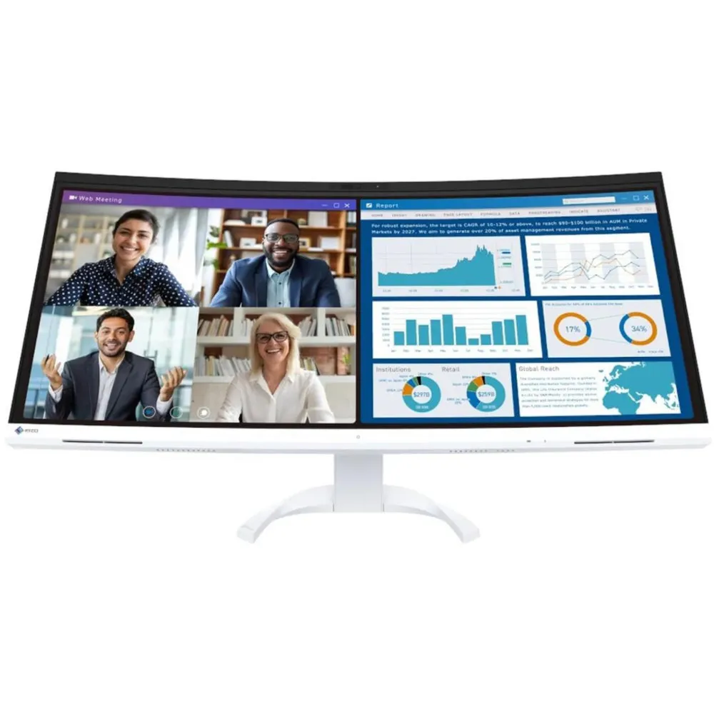 Monitor EIZO FlexScan EV3450XC-WT - 34,1"/3440x1440 (UWQHD)/21:9/zakrzywiony/IPS/5 ms/Biały - zdjęcie