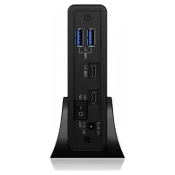 Obudowa na dysk ICY BOX IB-382H-C31 -  2,5"/3,5" HDD z wbudowanym HUB 1x USB-C 2x USB-A, 12V 2A, Czarna
