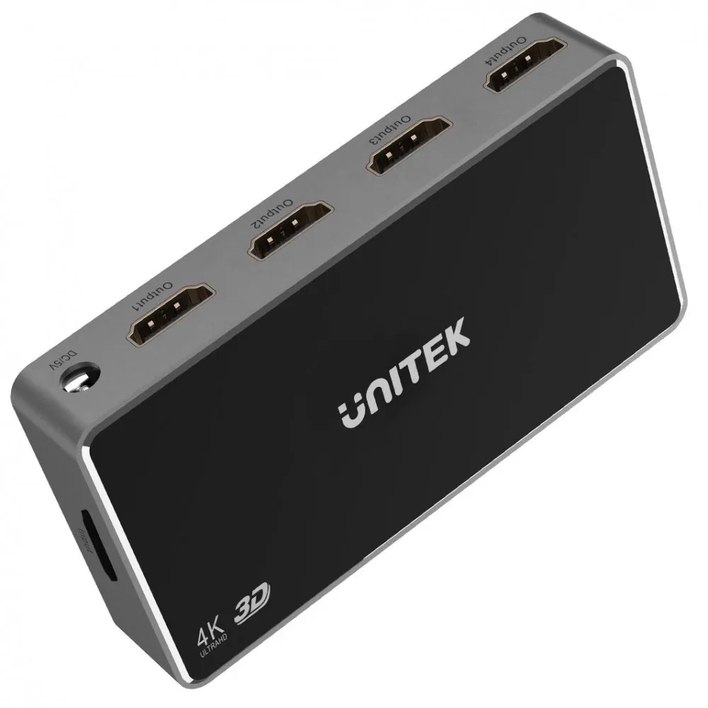 Rozgałęźnik sygnału Unitek HDMI 1.4b 1-in-4 Out 4K V1109A, Kolor srebrny, Czarny | Sklep ITnes.pl, IT for BUSINESS