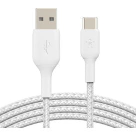 Kabel Belkin USB-A / USB-C CAB002BT3MWH - 3 m, Biały, W oplocie