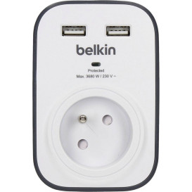 Gniazdo antyprzepięciowe Belkin 306J, 2USB BSV103CA - Białe, Czarne