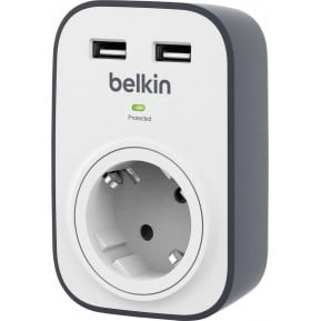 Gniazdo przeciwprzepięciowe Belkin Plug, 2 USB BSV103VF - zdjęcie poglądowe 1