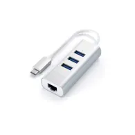 Hub USB-C z kartą LAN Satechi Aluminium Hub 2in1 ST-TC2N1USB31AS - 3x USB-A, Ethernet, Srebrny