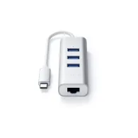 Hub USB-C z kartą LAN Satechi Aluminium Hub 2in1 ST-TC2N1USB31AS - 3x USB-A, Ethernet, Srebrny