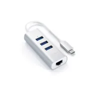 Hub USB-C z kartą LAN Satechi Aluminium Hub 2in1 ST-TC2N1USB31AS - 3x USB-A, Ethernet, Srebrny