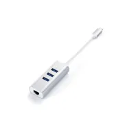 Hub USB-C z kartą LAN Satechi Aluminium Hub 2in1 ST-TC2N1USB31AS - 3x USB-A, Ethernet, Srebrny
