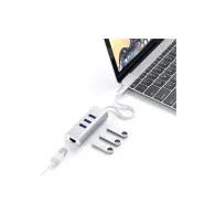Hub USB-C z kartą LAN Satechi Aluminium Hub 2in1 ST-TC2N1USB31AS - 3x USB-A, Ethernet, Srebrny