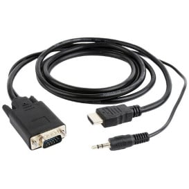 Adapter Gembird A-HDMI-VGA-03-6 HDMI M - D-Sub (VGA), Jack stereo 3,5 mm M, 1,8m, kolor czarny)