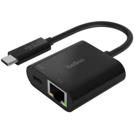 Karta sieciowa USB-C Belkin INC001BTBK - 1x 100|1000Mbps RJ45, Power Delivery 60W