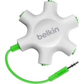 Adapter Belkin Rockstar Headphone Splitter F8Z274BT - 1 x miniJack (input), 5 x miniJack (output), Biały, Zielony